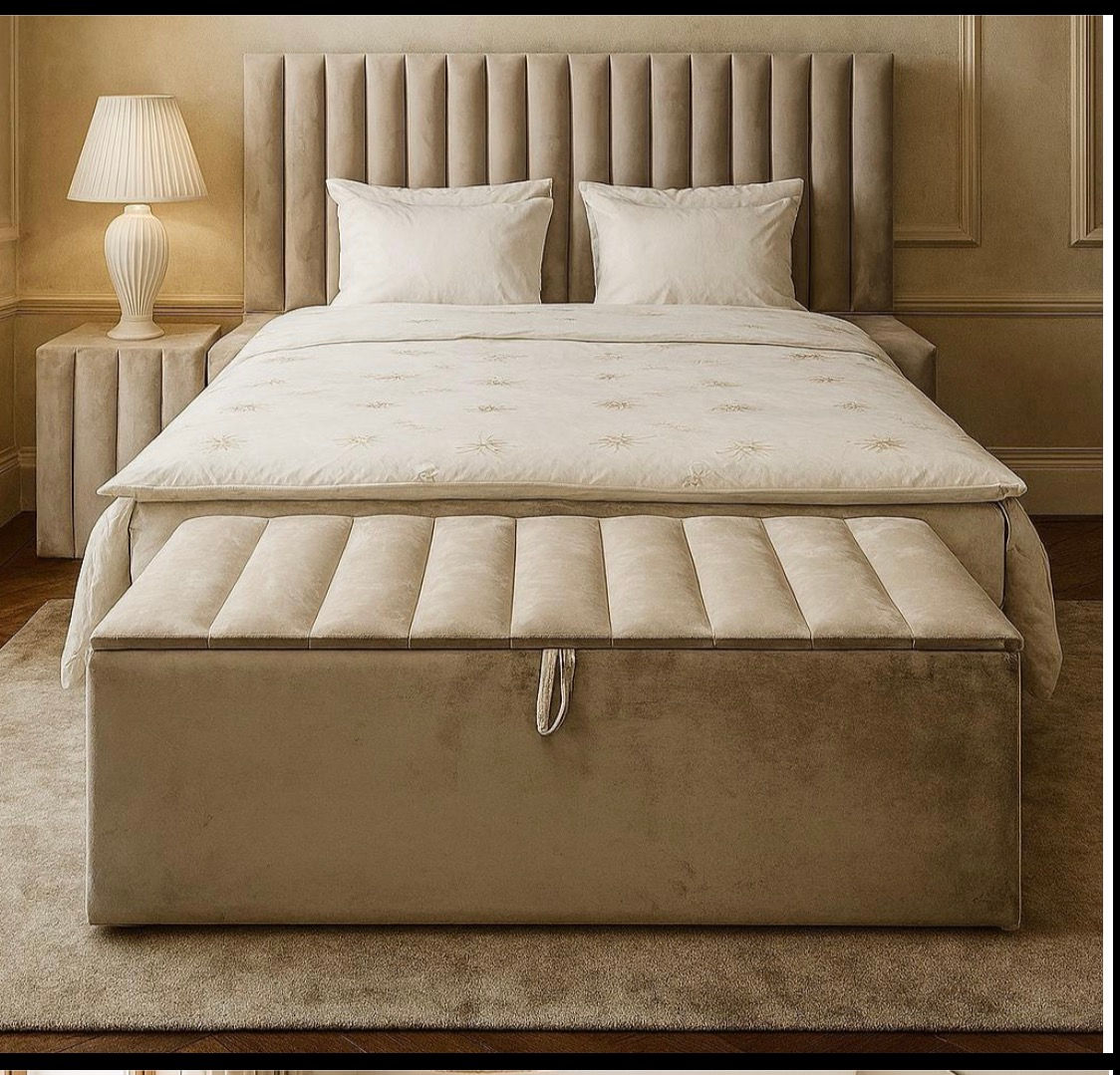 ENSEMBLE LIT COFFRE ANIA  2 CHEVETS ET 1 COFFRE DE RANGEMENT 