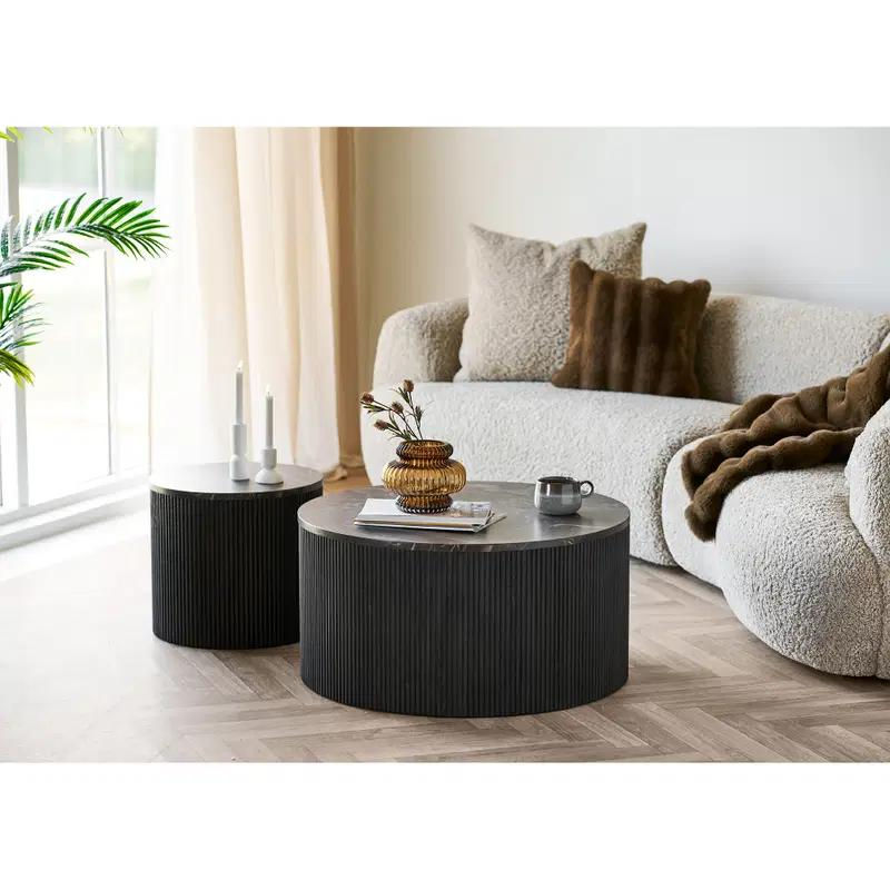 Table basse Aspect marbre, marron foncé 80 × 40 cm