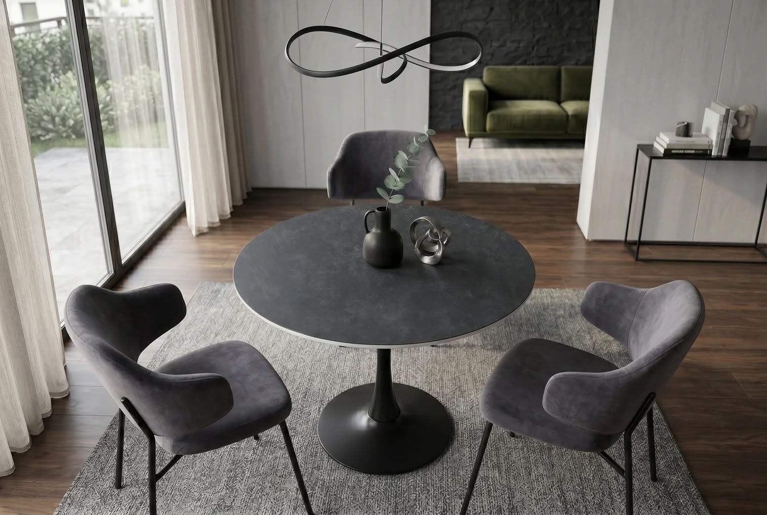 Table bistrot Tiger ronde Ø 80 cm – céramique Aurora Oro –GRIS