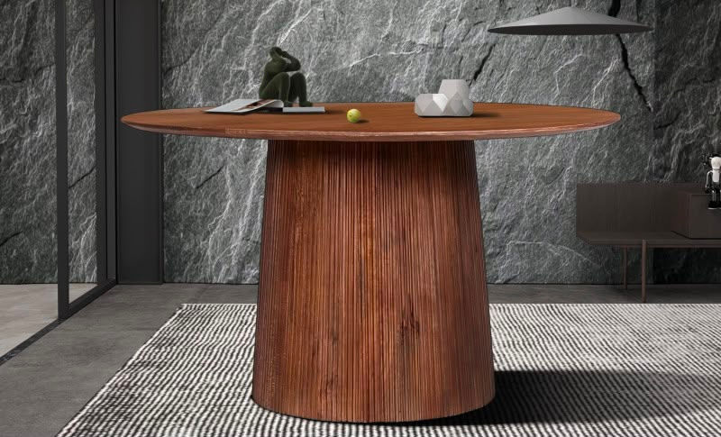 TABLE 'MIGUEL' 130 CM BOIS DE MANGUIER RONDE BRUN CLAIR