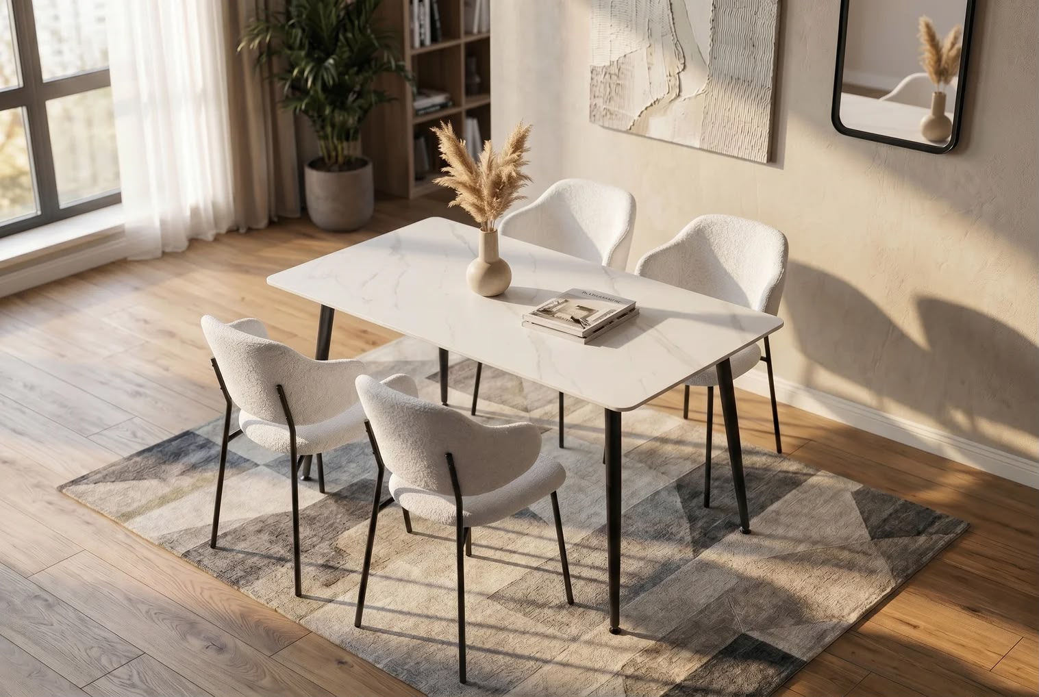 Table à manger MILANO 120 cm en céramique blanche