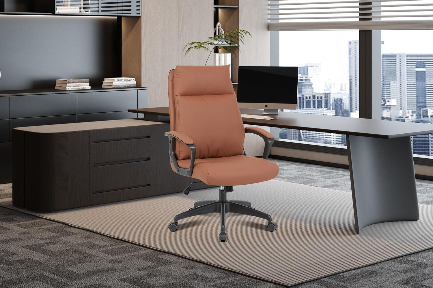 CHAISE DE BUREAU 'Sandy ' PU NYLON COGNAC