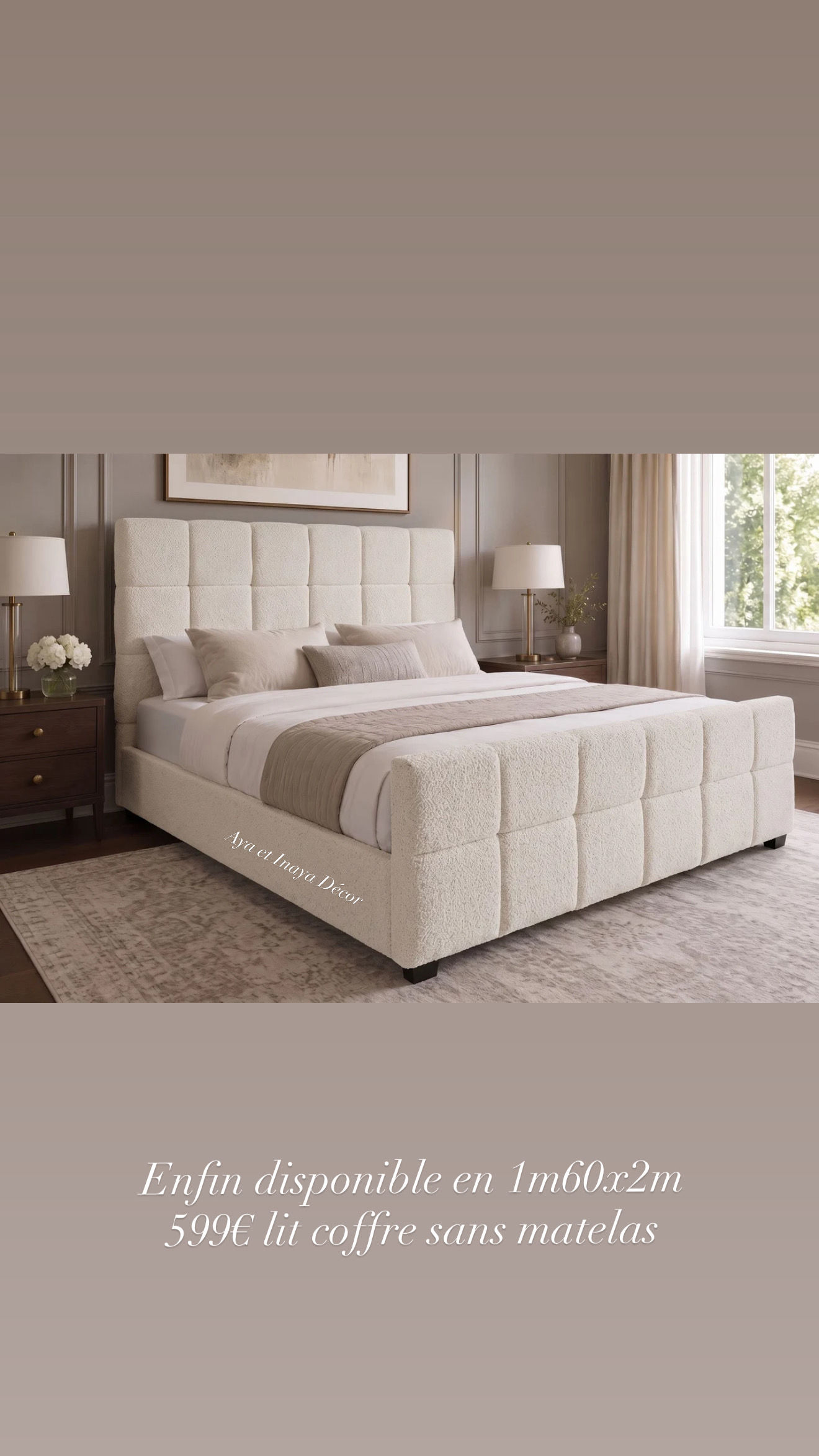 LIT PRESTIGE LAINE BOUCLÉE BEIGE 1M60x2M