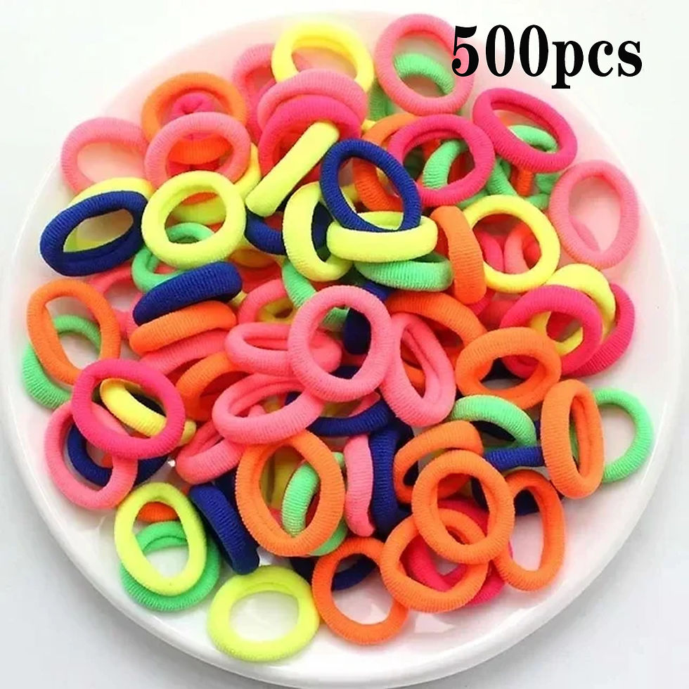 Miniatura: 200 unidades de elásticos de cabelo coloridos em nylon para mulheres e meninas