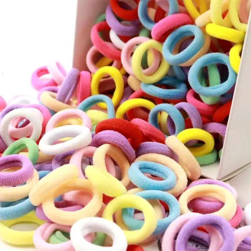 Miniatura: 200 unidades de elásticos de cabelo coloridos em nylon para mulheres e meninas