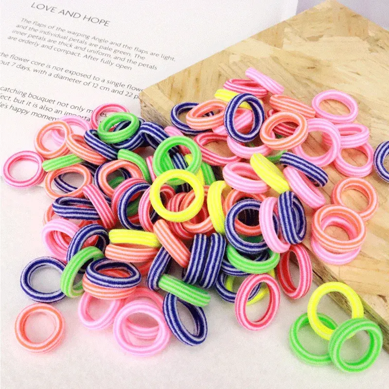 Miniatura: 200 unidades de elásticos de cabelo coloridos em nylon para mulheres e meninas