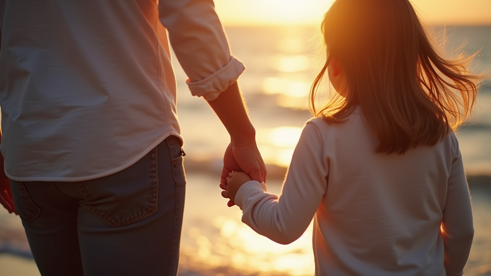 Close-up of a parent and child holding hands during a calm moment