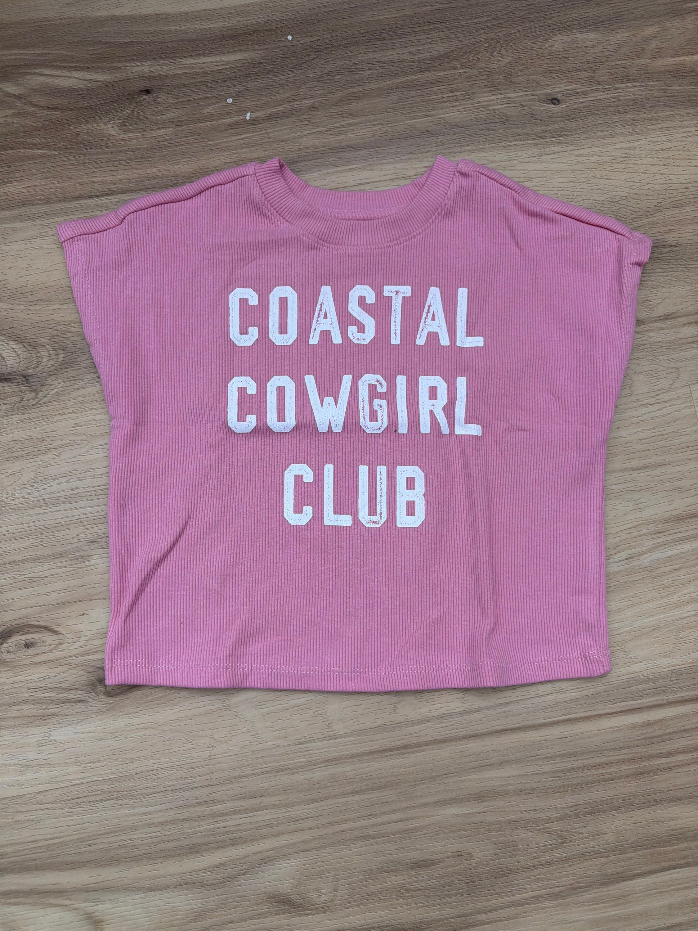 Grayson Mini Girls Ribbed Pink Coastal Cowgirl Club Tee (2T)