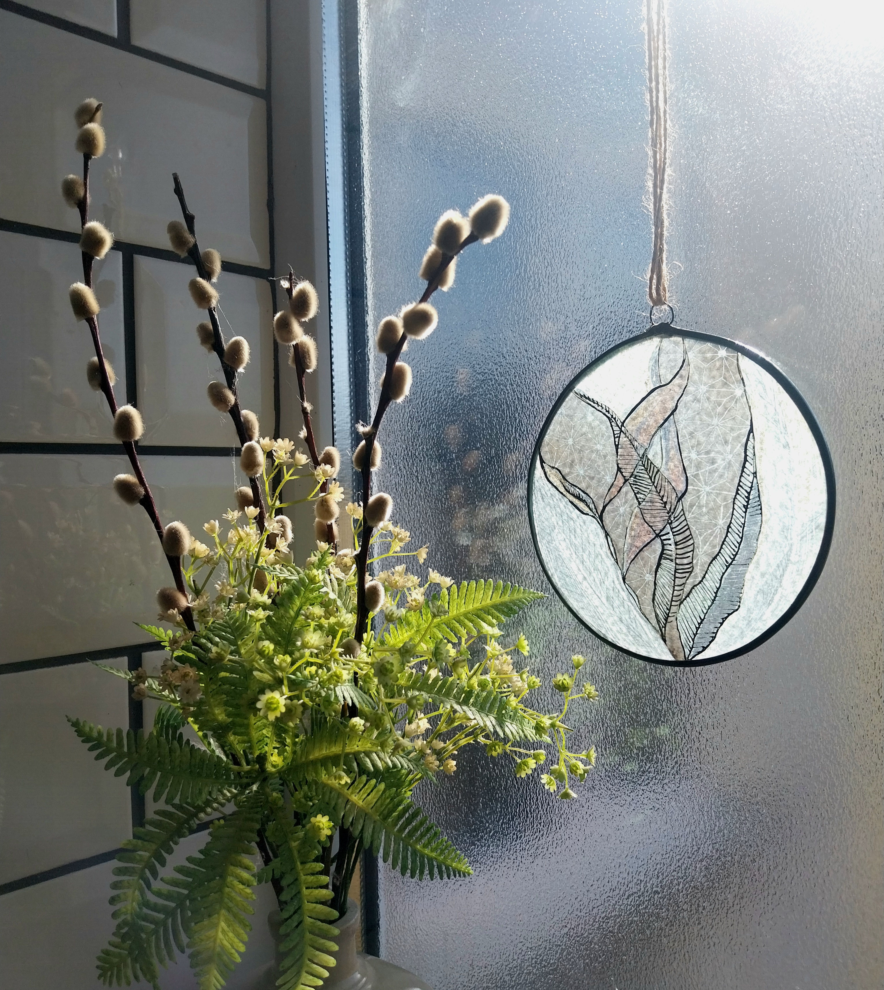 Leaf Abstract - hand painted and kiln fired