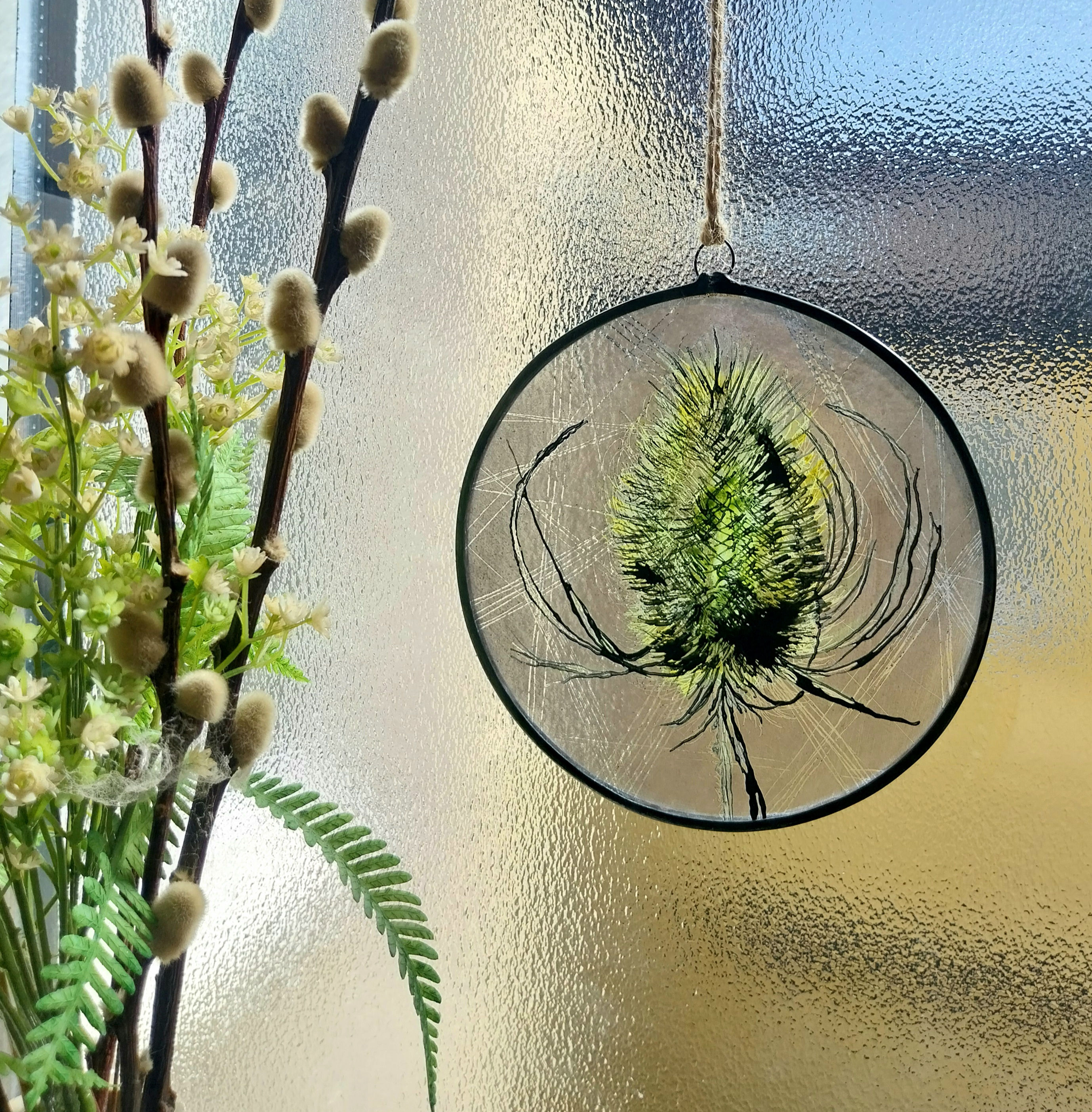 Teasel  - hand painted and kiln fired