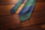 Navy and Green Block Stripe Grenadine Silk Tie