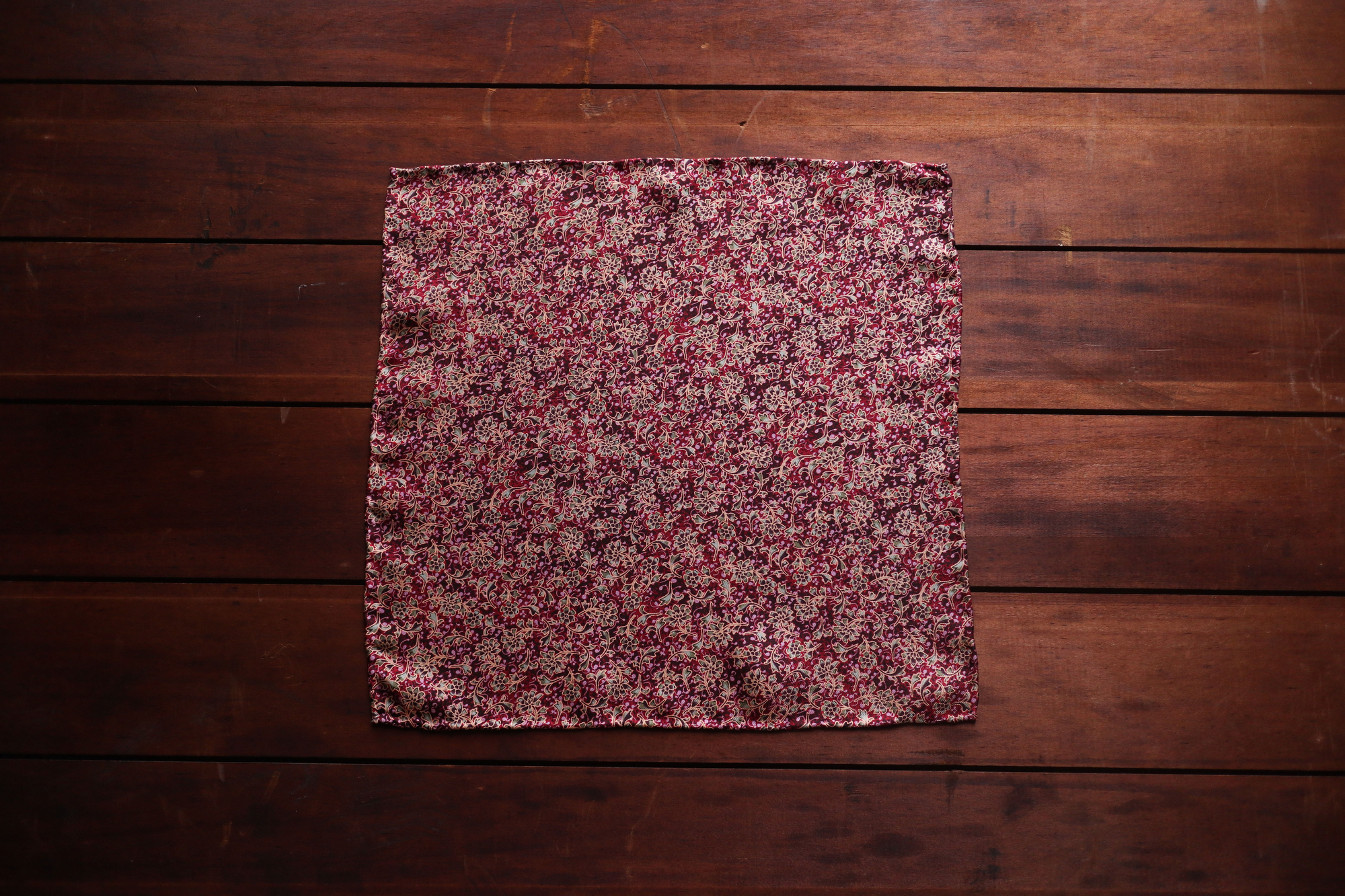 Red Floral Silk Pocket Square