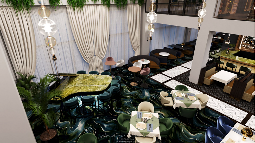 An overhead view of the piano bar. (Rendering submitted by Alex Elshimy/1000 North)