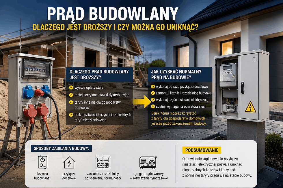Prąd budowlany – dlaczego jest droższy i czy można go uniknąć podczas budowy domu?