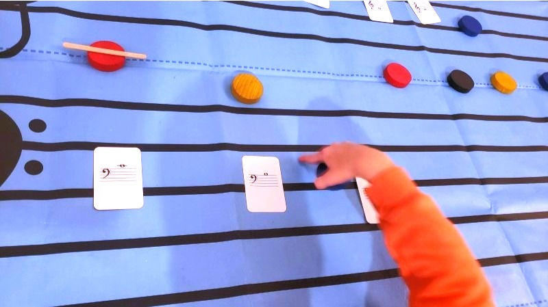 Miniature : Jeu musical pour apprendre a lire les notes de musique des l age de 3-4 ans. positionner les notes sur une portee, faire le lien avec des dessins.Montessori. A utiliser en maternelle ou lors des seances d eveil musical