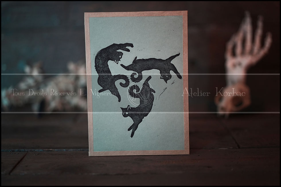 Miniature : Linogravure - Les Chats