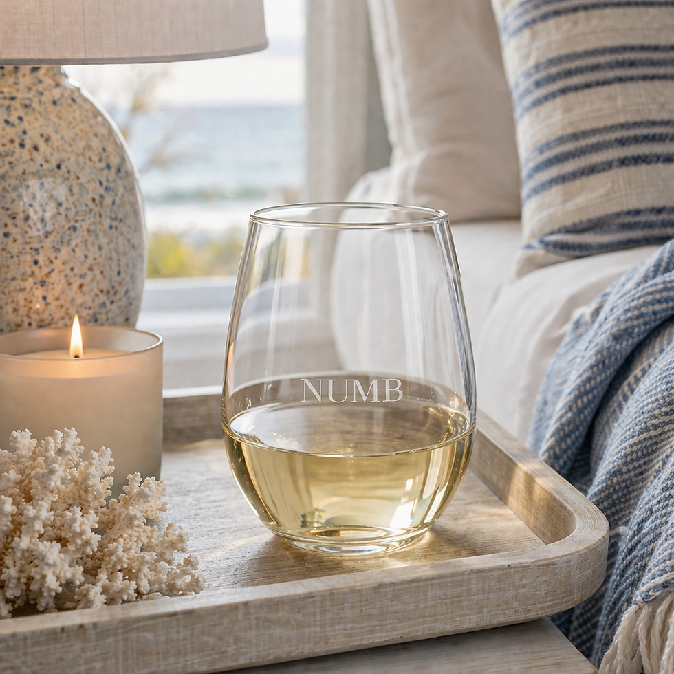 Thumbnail: Numb mood wine glass on bedside table