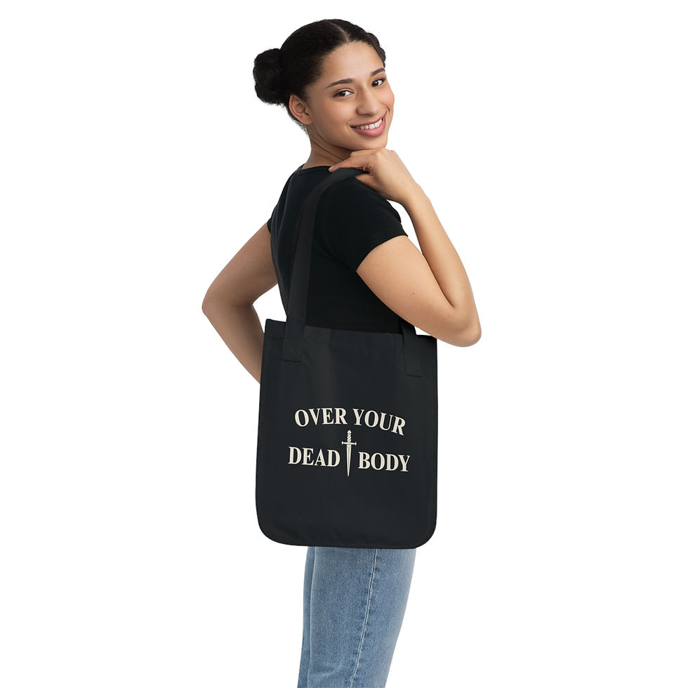 Thumbnail: Dark Humor Over Your Dead Body Organic Canvas Tote Bag, Reusable Eco-Friendly
