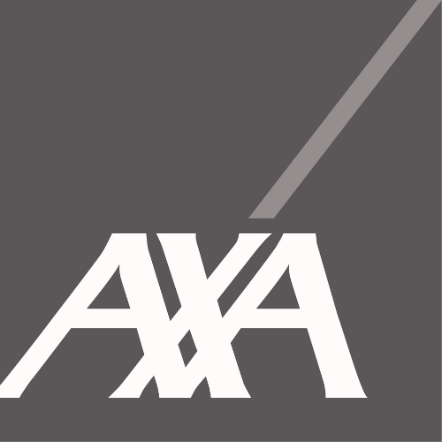 AXA Logo in Weiß auf grauem Hintergrund