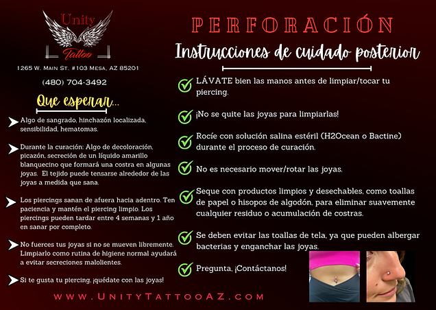 SPANISH Aftercare (Piercing)