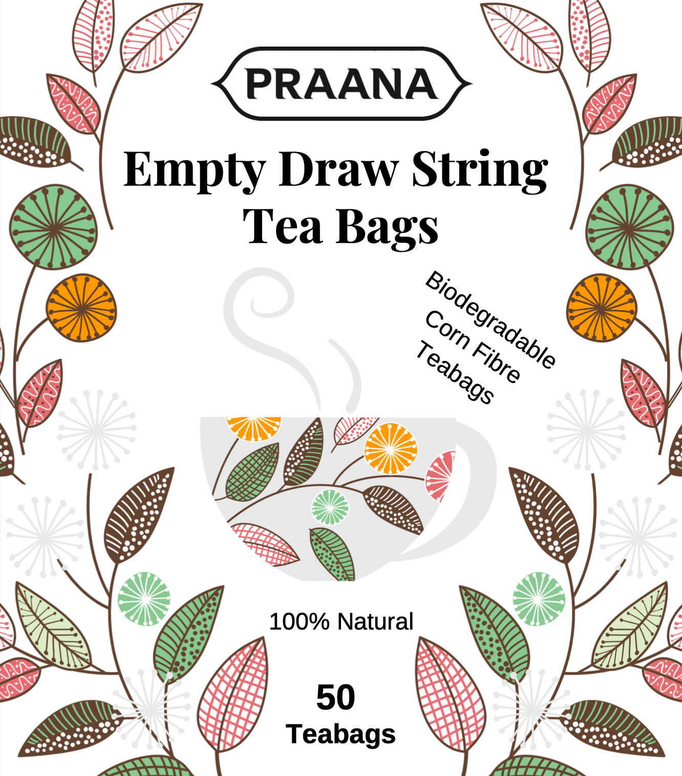 Empty Draw String Tea Bags - Biodegradable Corn Fibre Tea Bags-50Teabags
