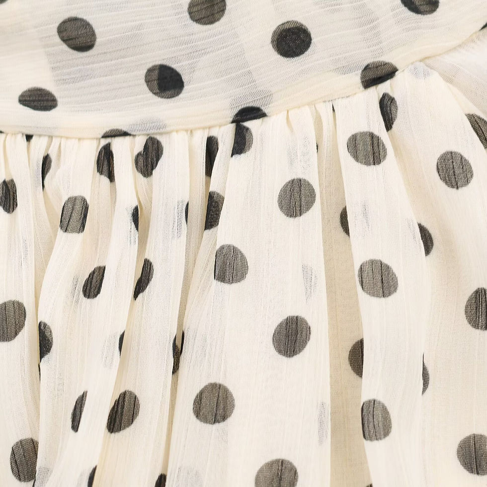 Thumbnail: HANNA blouse with a polka-dot print, high neck, and long sleeves.