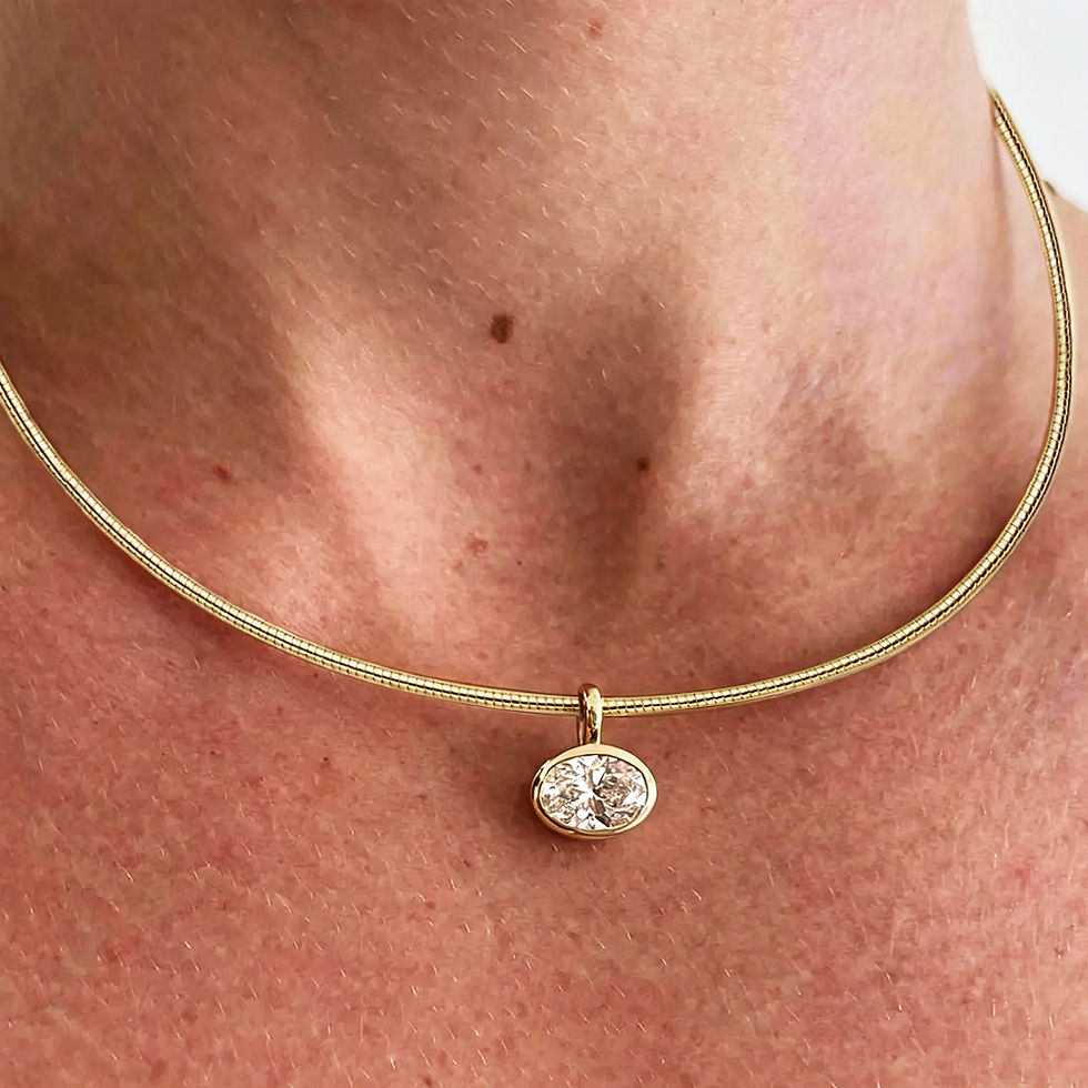 Thumbnail: JOYCE 925 silver choker necklace with an oval-cut moissanite (2 to 4 carats)