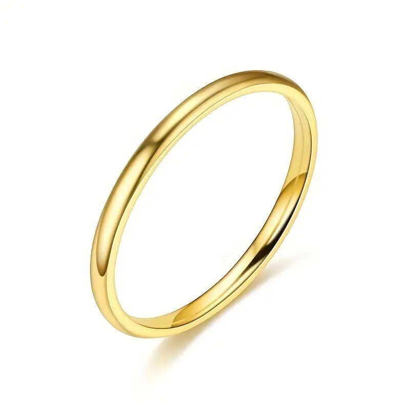 Thumbnail: Simple, smooth 925 silver ring with a gold finish and 2 mm thickness.