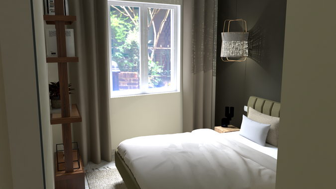 Chambre à l'inspiration japonisante.