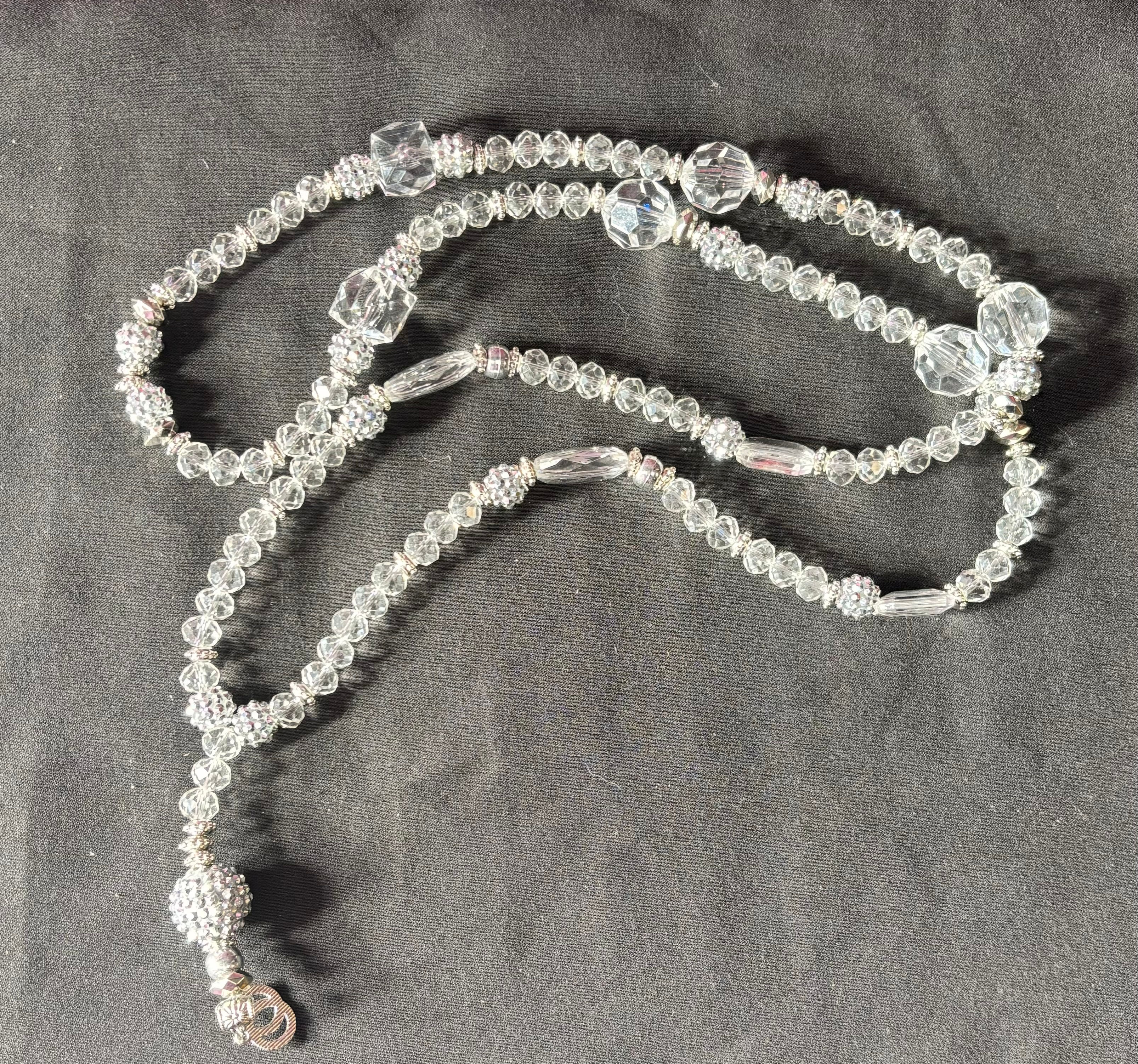 53” Silver/Clear Necklace
