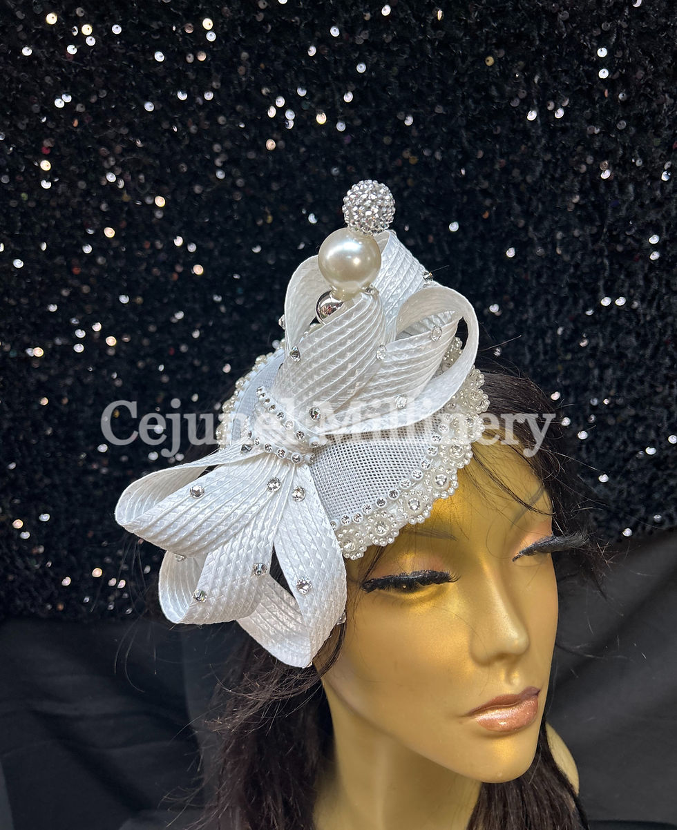 Thumbnail: White Rhinestone Cup Fascinator