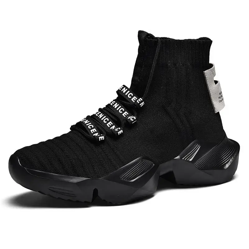 Thumbnail: Men's High Top Knit Sports Sock Running Sport Shoes