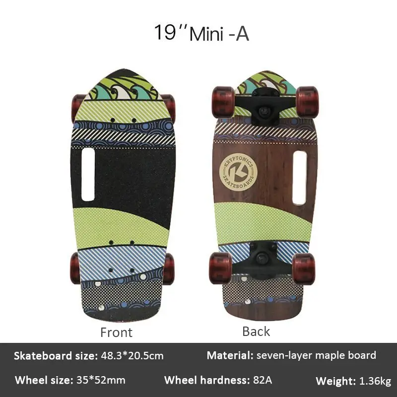 Thumbnail: Portable Mini Skateboard 19 Inch Maple Drift Cruiser Kids Adults Beginners