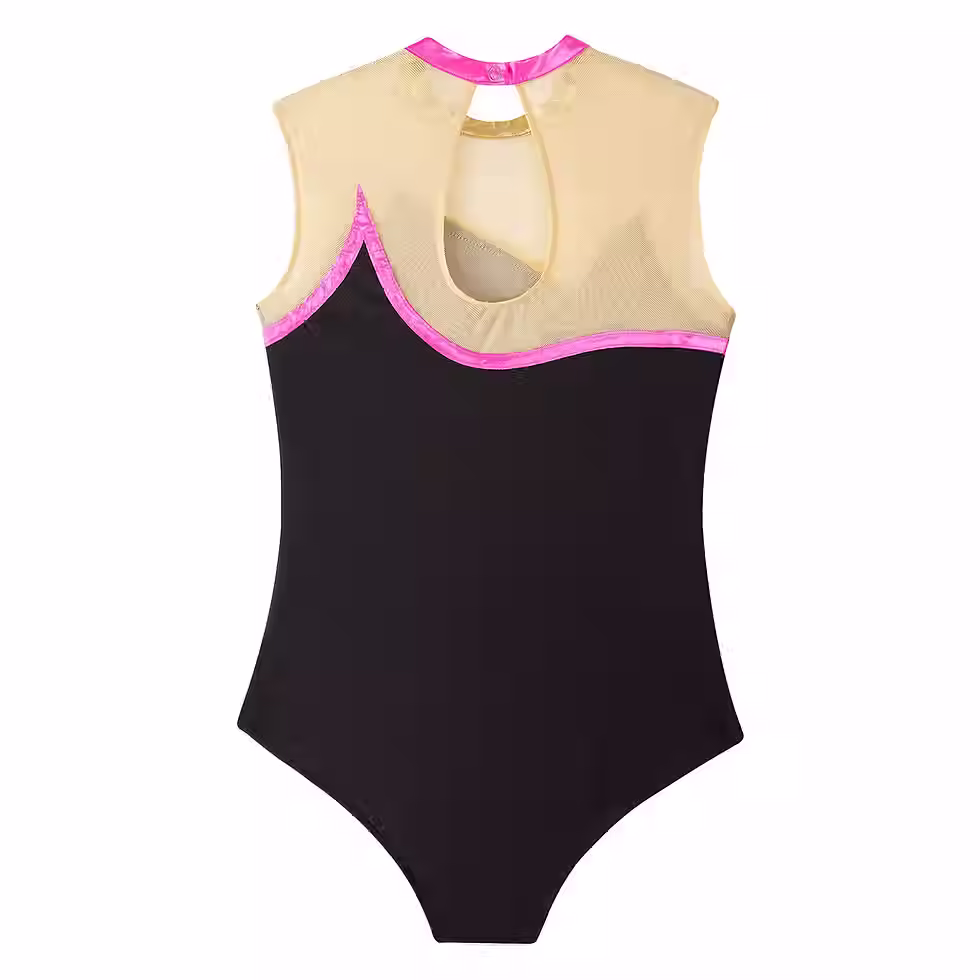 Thumbnail: Girls Metallic Striped Sleeveless Gymnastics, Dance or Skating Leotard