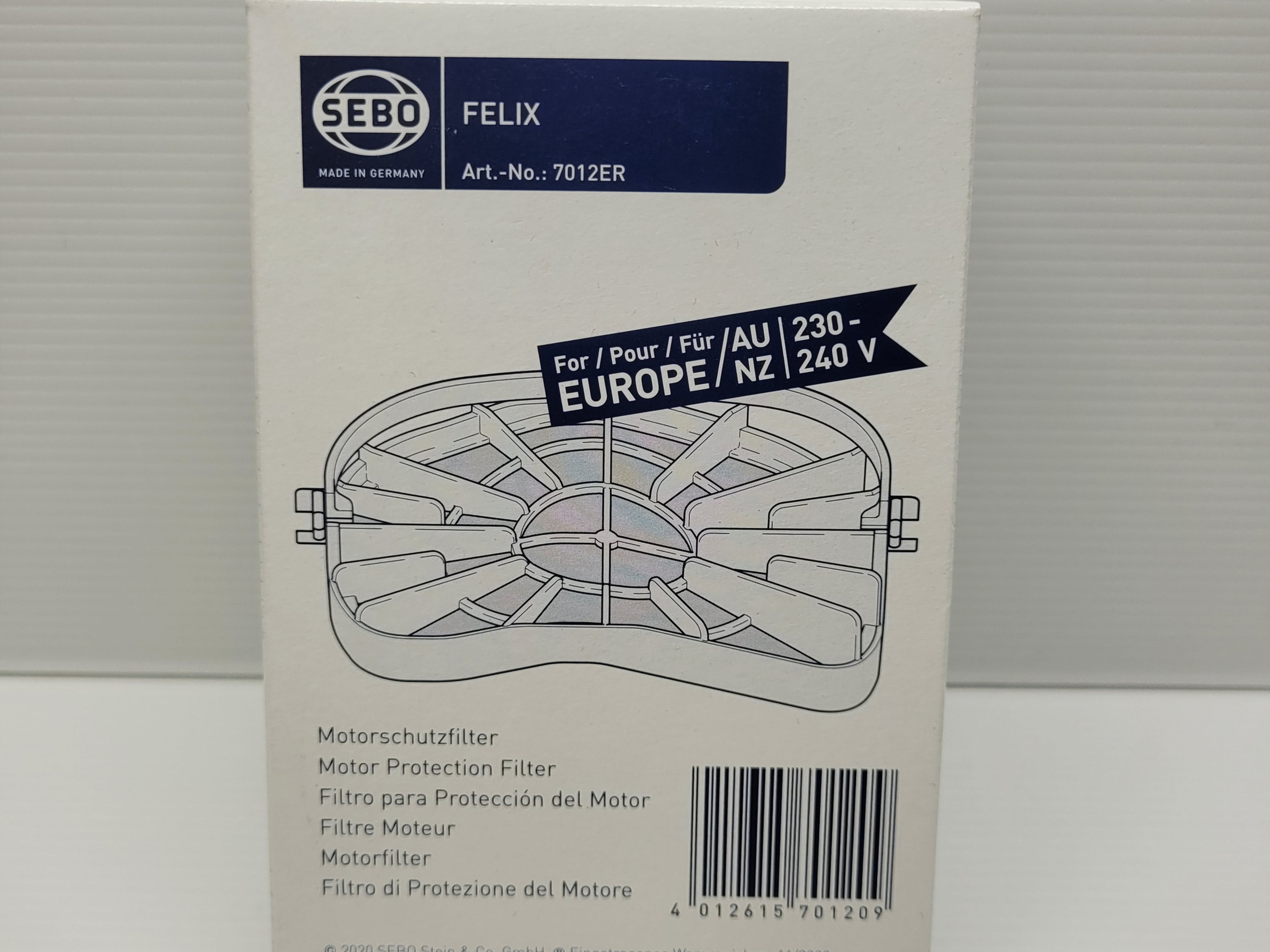 Genuine Sebo Felix Dart Series Vacuum Pre-Motor Filter 7012ER New In Box