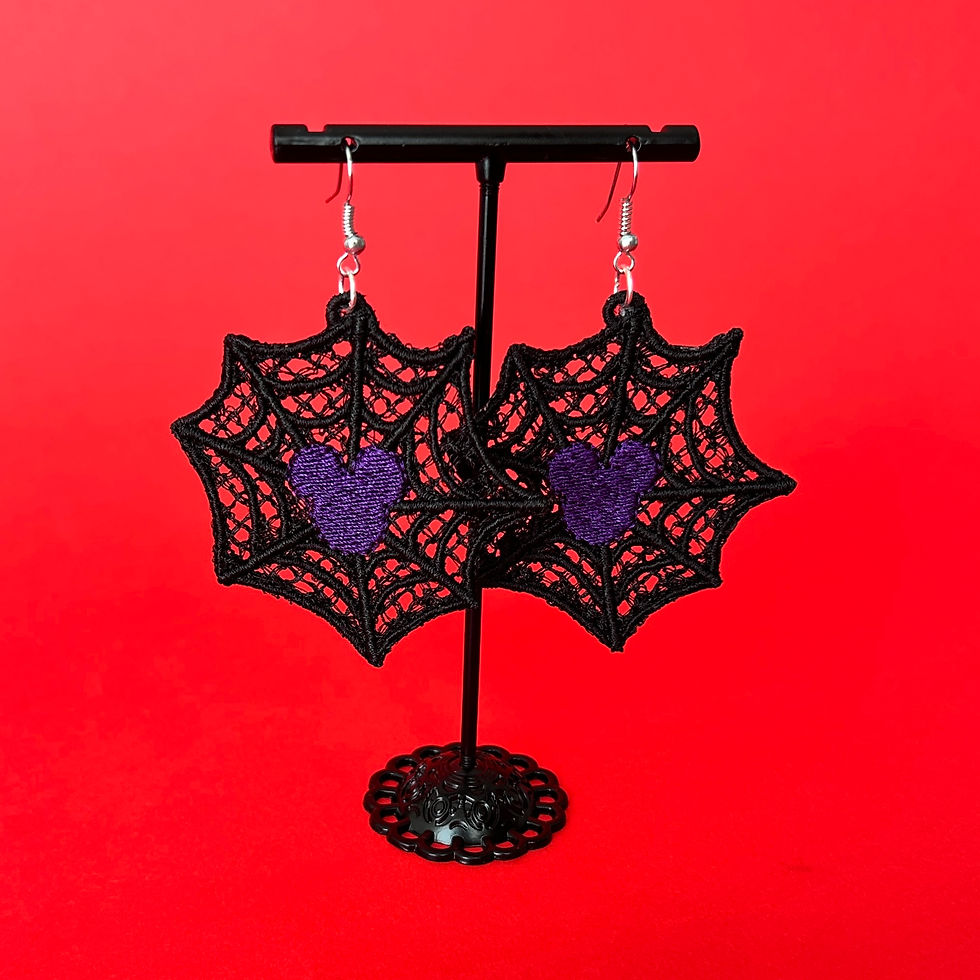 Thumbnail: Embroidered Spiderweb Earrings