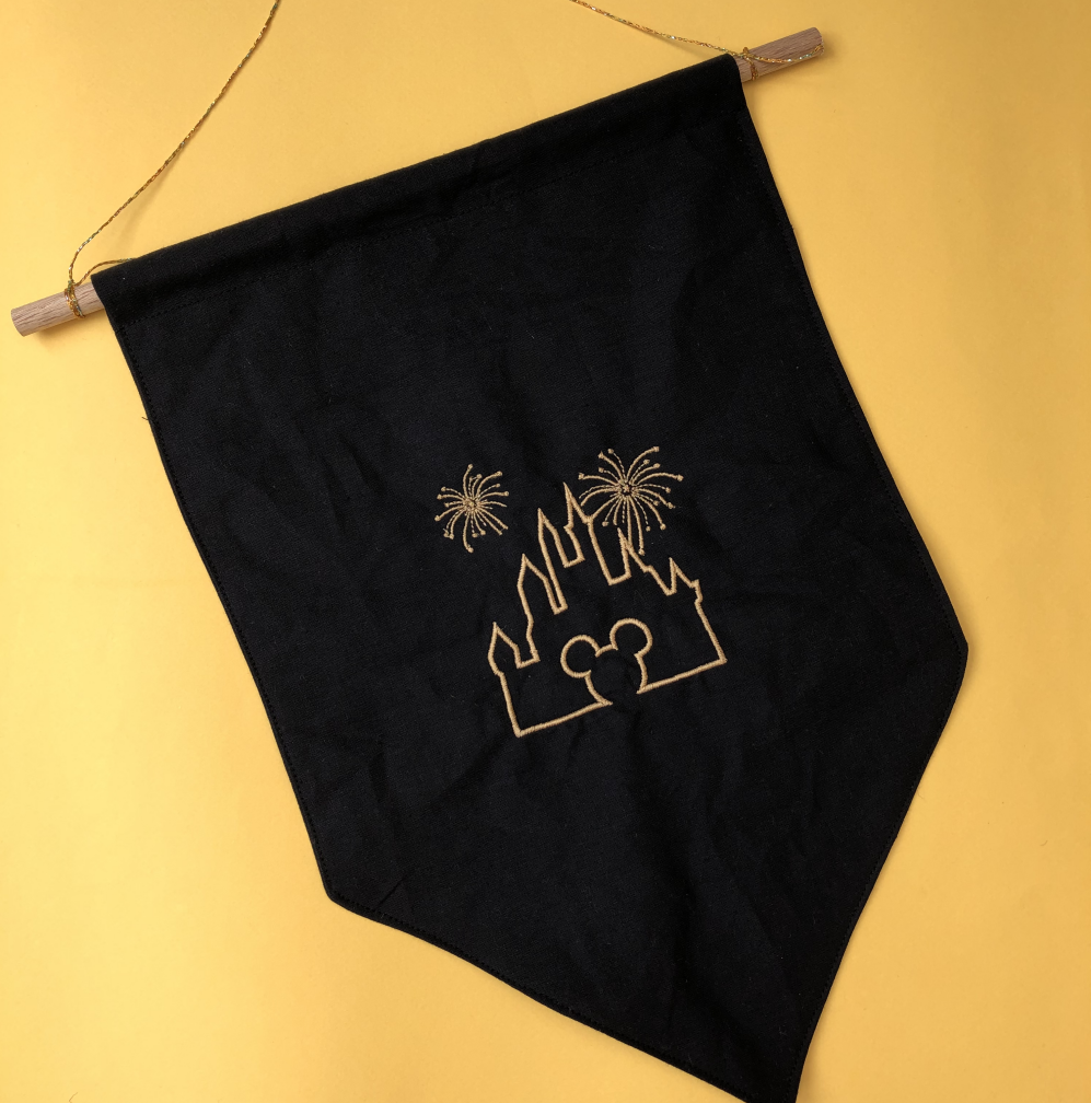 Castle Fireworks design - Pin Display Flag