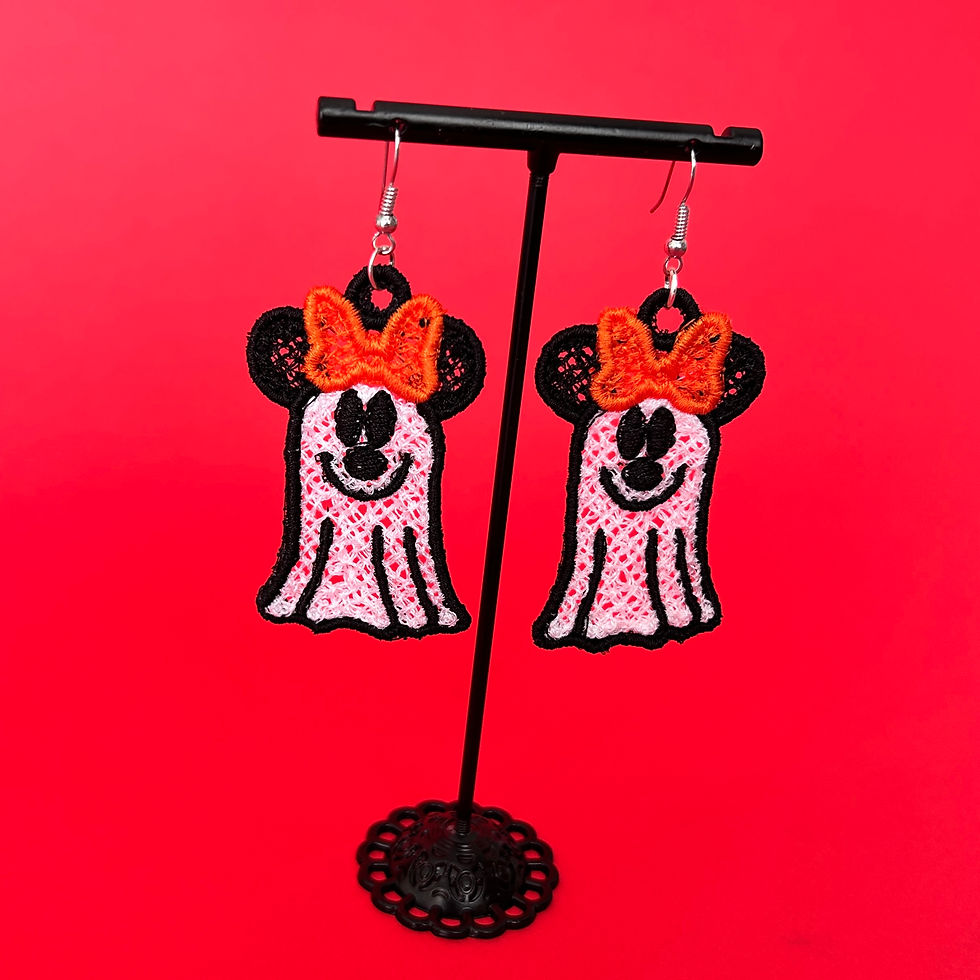Thumbnail: Embroidered Ghost Earrings
