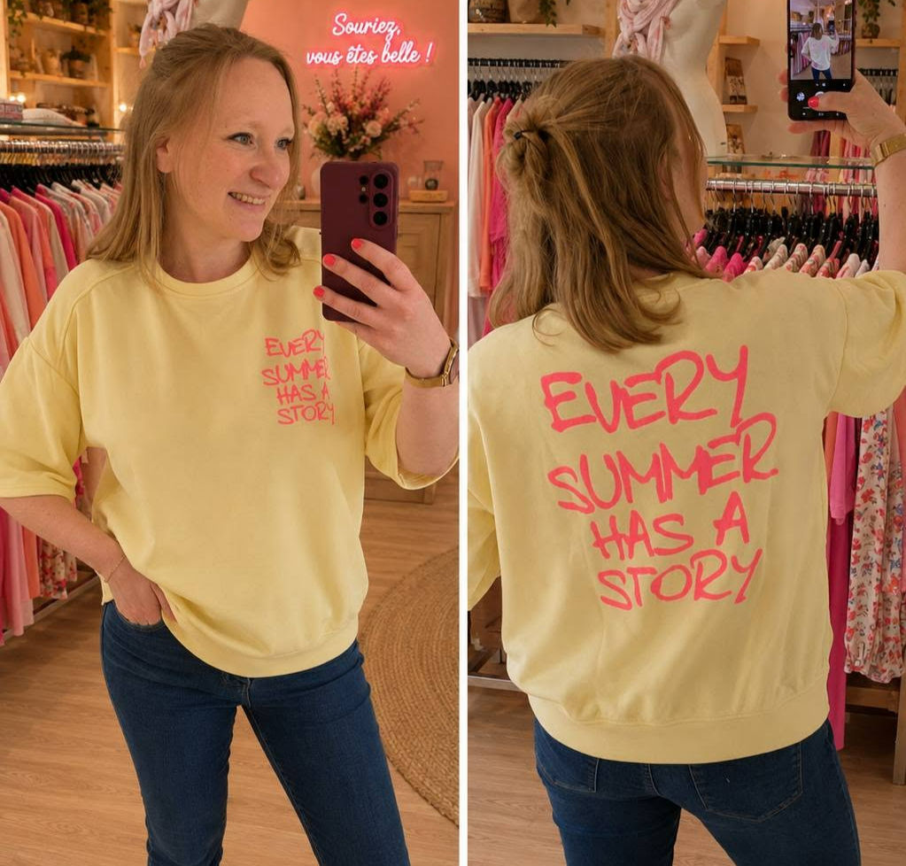 Sweat t-shirt - Every summer as a story - Jaune
