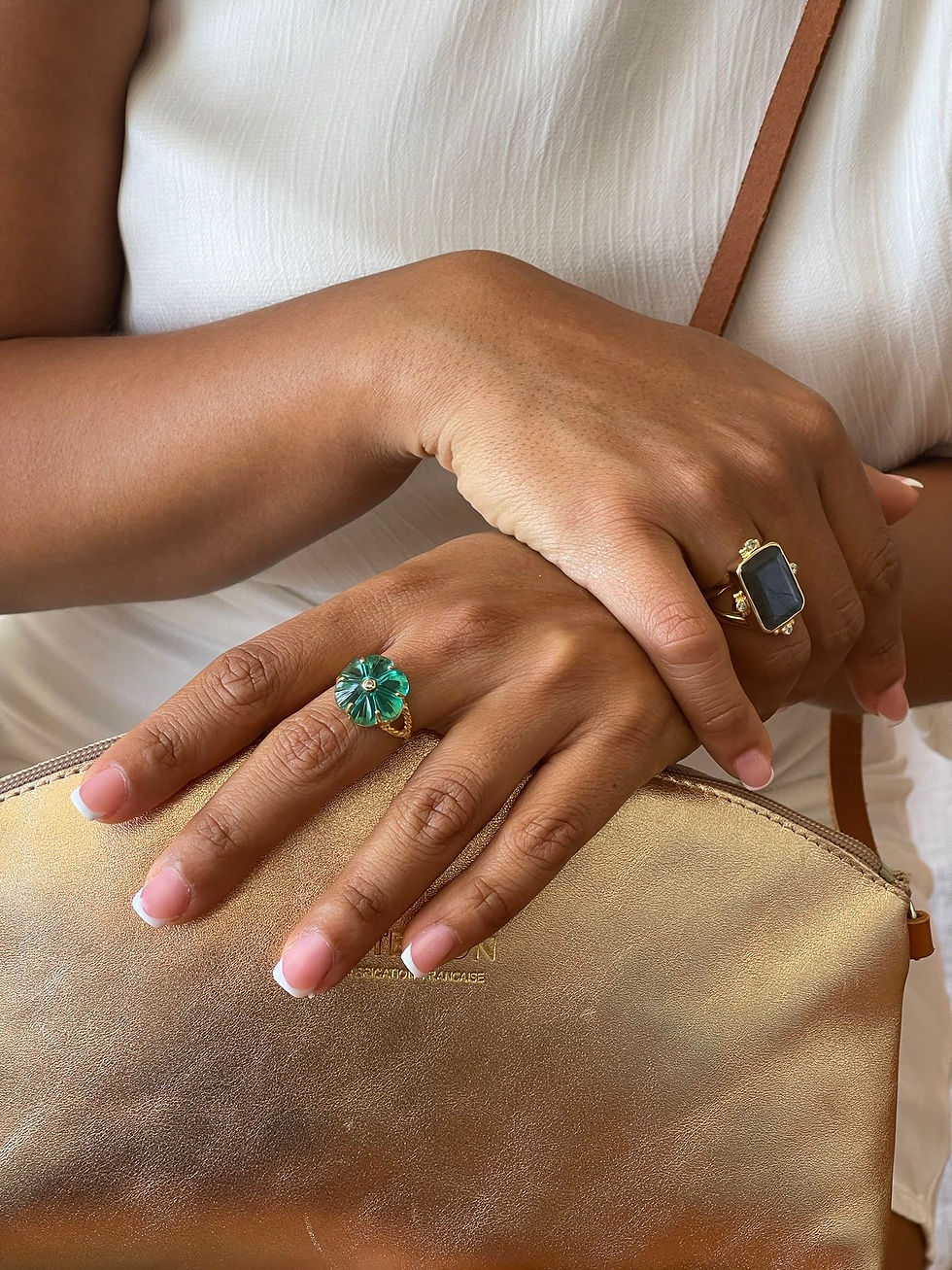 Miniature : IRIS - Bague - Petite pierre cristal taillée en forme de fleur - TOURMALINE ROSE