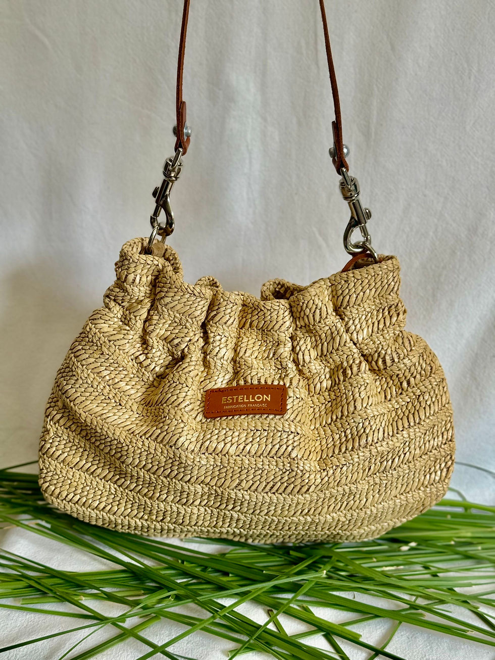 Miniature : GILDA RAPHIA -  Sac baguette en raphia - Porté épaule - Nuts