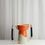Miniature : Vase orange double anses et cuir