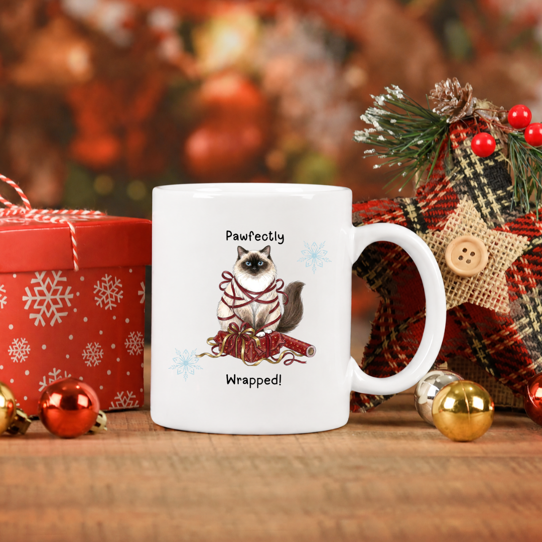 Christmas Cat Mug — Pawfectly Wrapped!