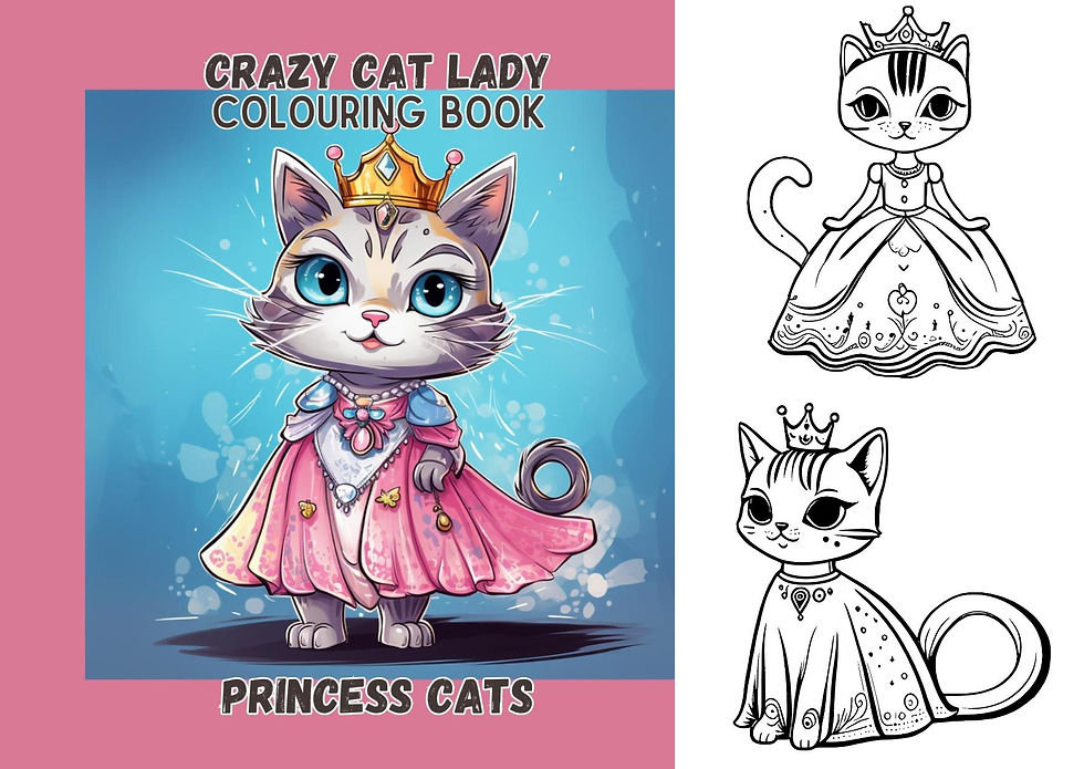 Cat-themed colouring book covers for cat lovers — cat digital downloads shop, Crazy Cat Lady