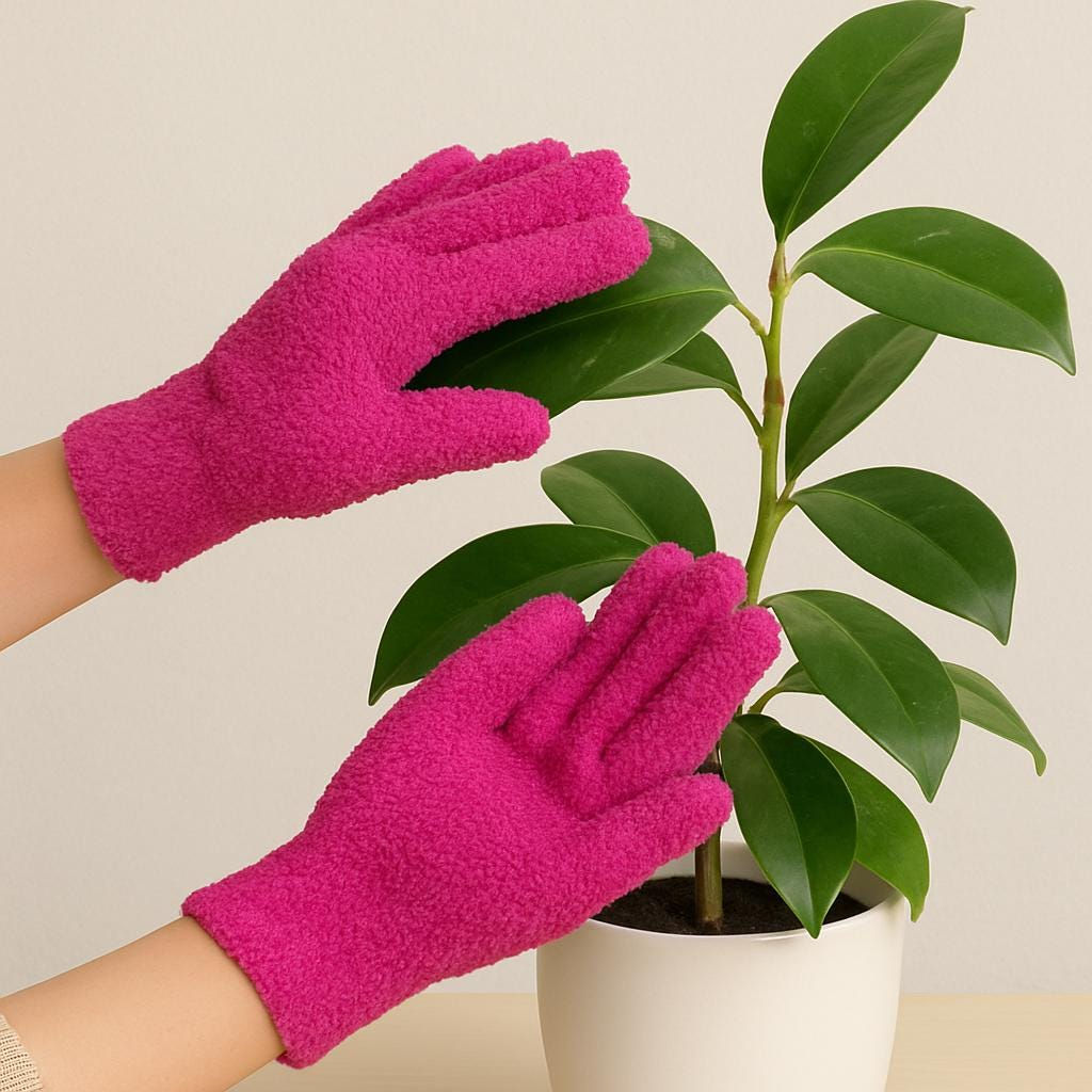 Microfiber Plant Dusting Gloves – Gentle Leaf Cleaning Gloves for Houseplants |
