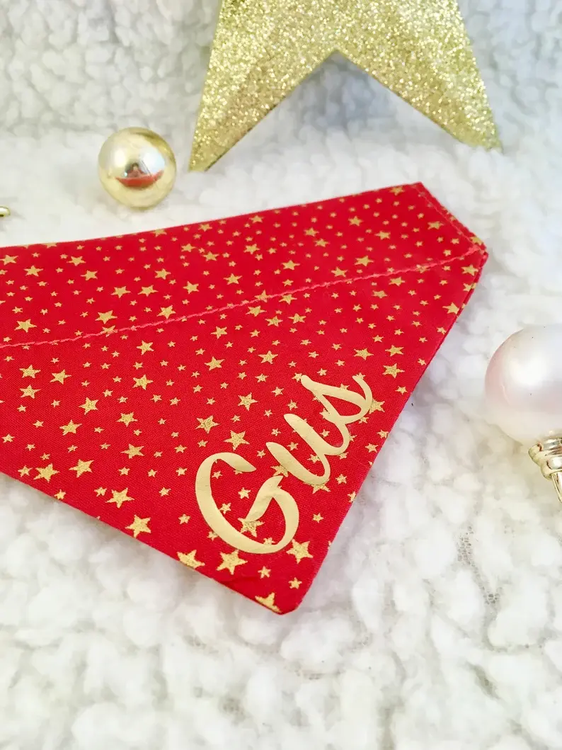 Thumbnail: Dog personalised red Christmas bandana | Cat personalised red Christmas bandana