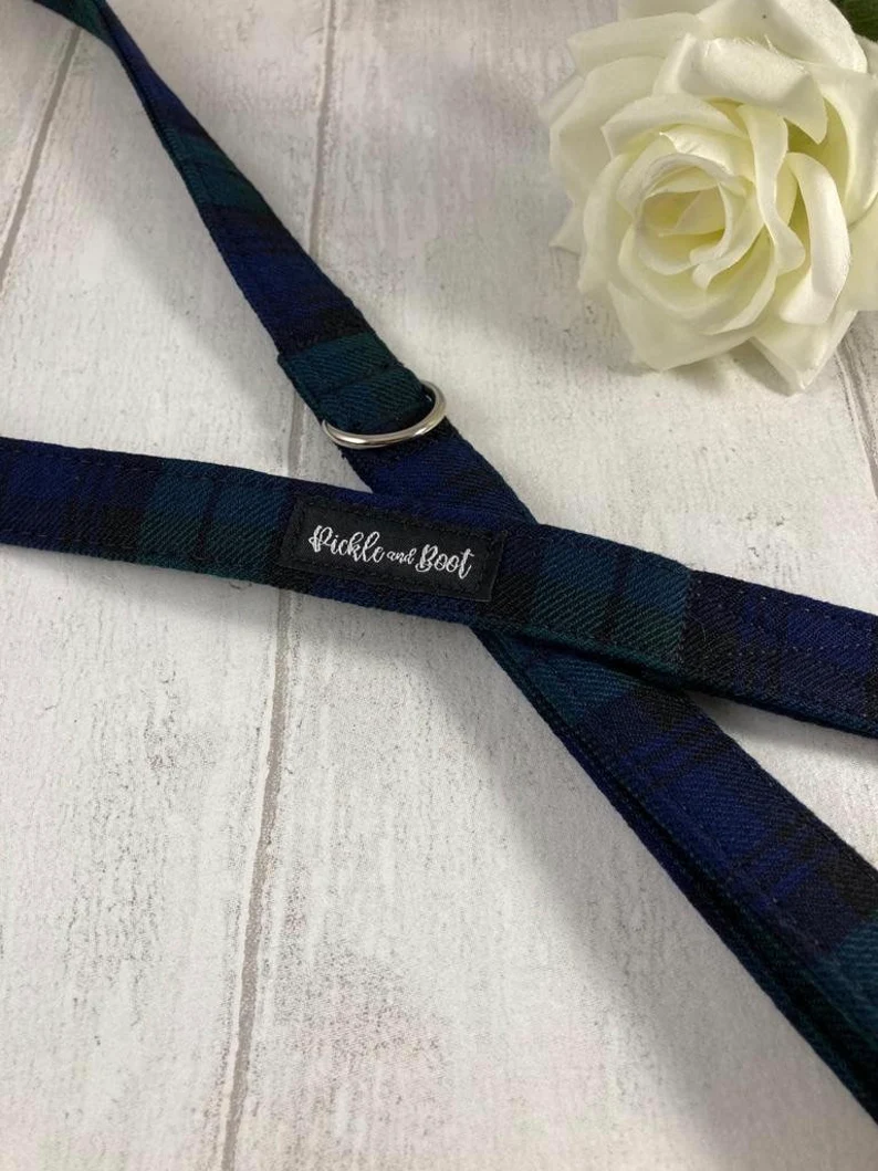 Thumbnail: Blue and Green Tartan Dog Lead | Traffic Lead |