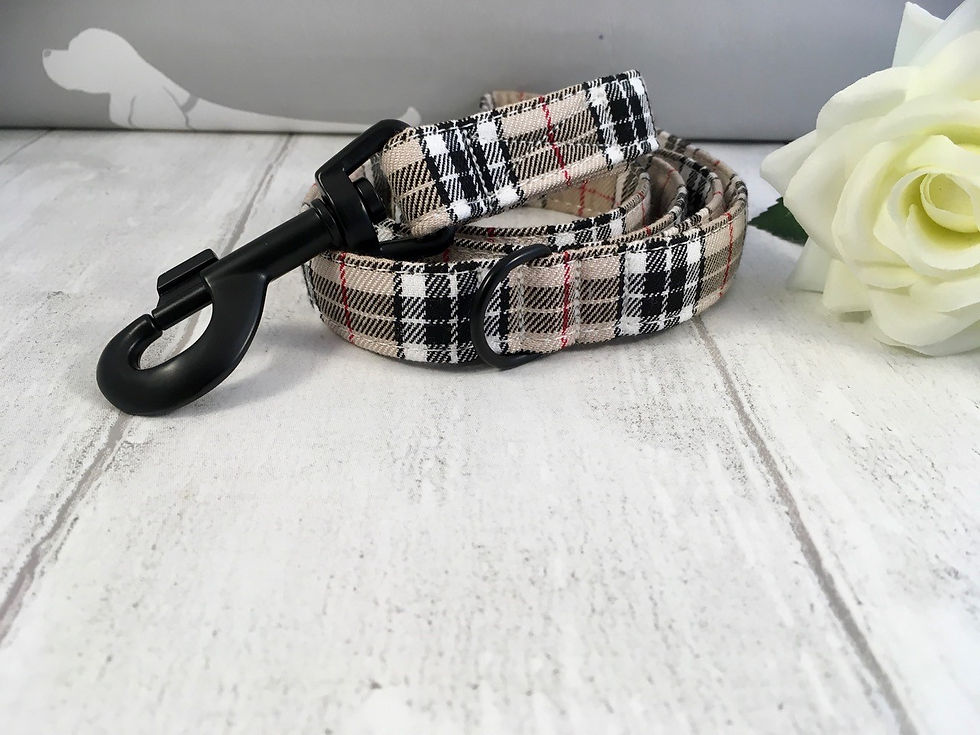 Thumbnail: Dog Lead | Dog Leash | Beige Tartan Dog Lead | Tartan Dog Lead | Beige Dog Lead