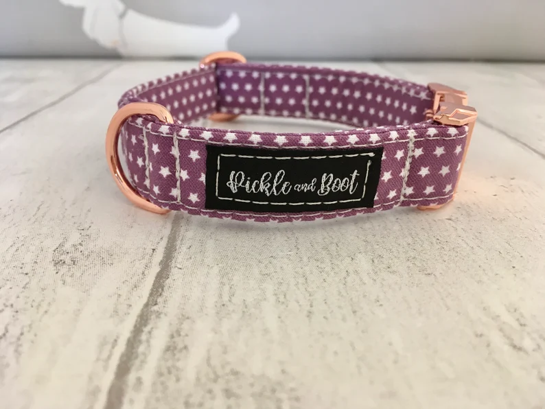 Thumbnail: Purple Stars Dog Collar | Dog Collar and matching Lead