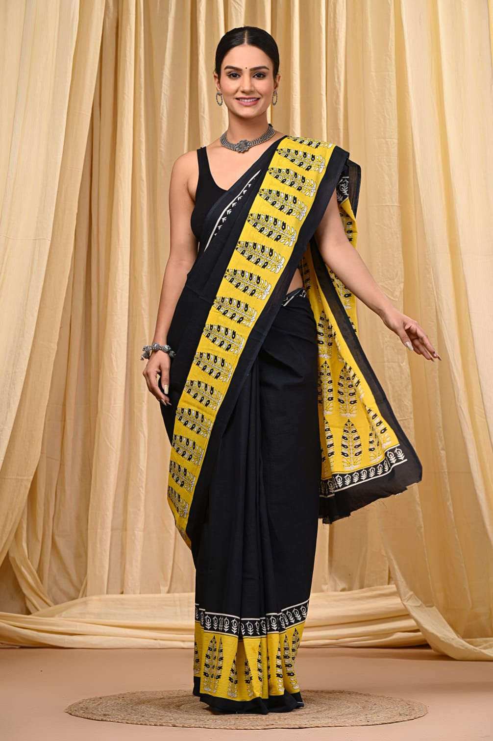 Bagru Print (High Quality) Cotton Saree with Blouse